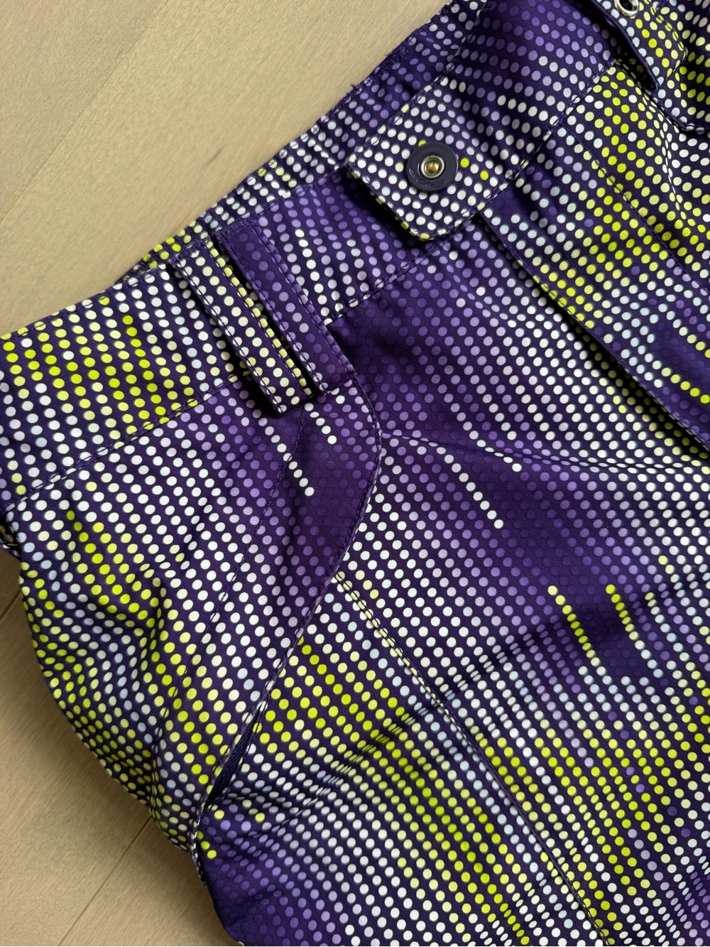 Youth Spyder Purple & Yellow Dot-Pattern snow pants